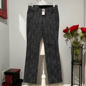 NEW Ann Taylor Modern Fit Straight Leg Slim Fit Mod Dot Black Jeans 2P NWT